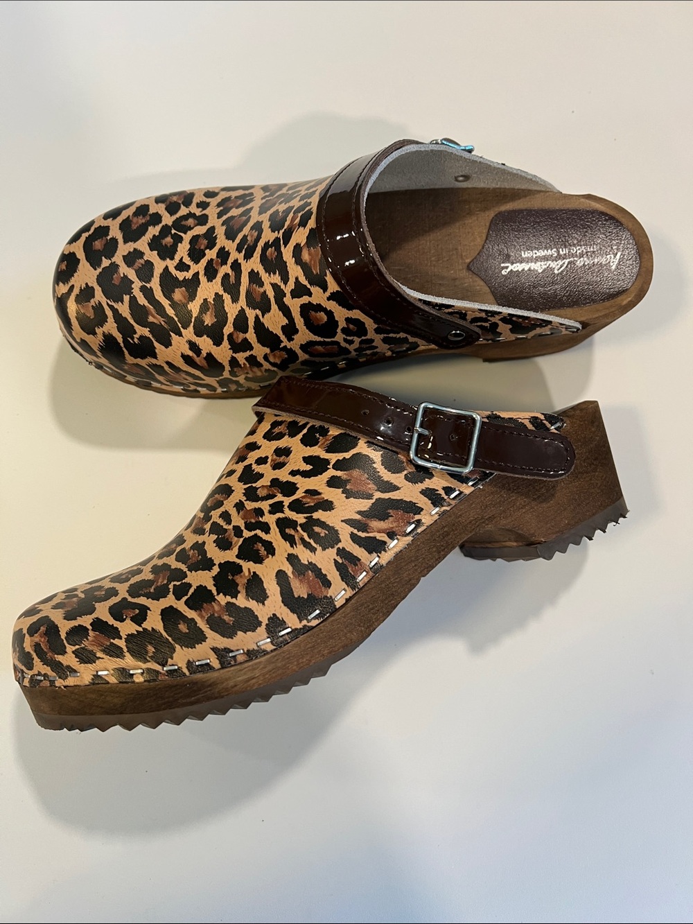 Hanna Andersson - Animal Print Clogs, wooden, Swedish, brown/black